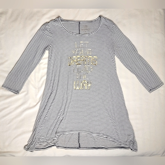 Decree blouse striped with gold quote size S - Picture 1 of 4
